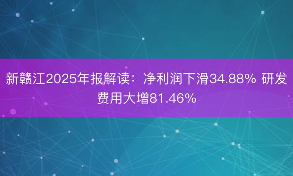 新赣江2025年报解读：净利润下滑34.88% 研发费用大增81.46%