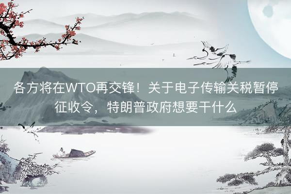 各方将在WTO再交锋！关于电子传输关税暂停征收令，特朗普政府想要干什么