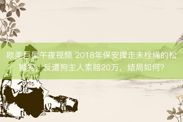 欧美巨屌午夜视频 2018年保安撵走未栓绳的松狮狗，反遭狗主人索赔20万，结局如何？