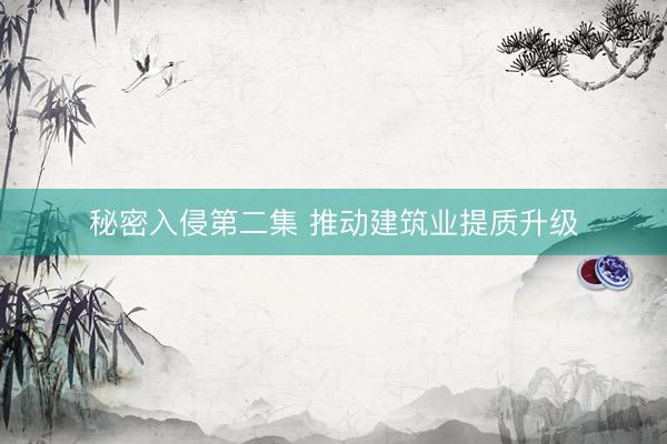 秘密入侵第二集 推动建筑业提质升级