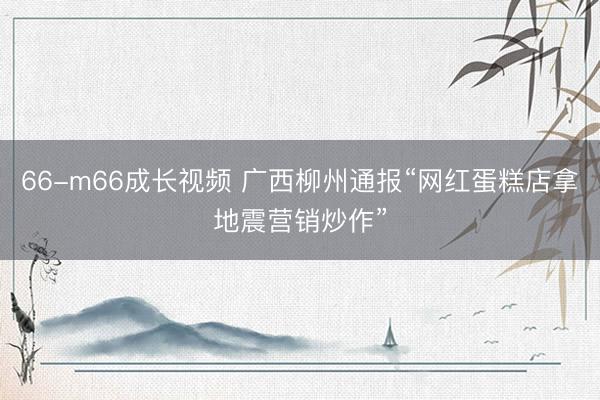 66-m66成长视频 广西柳州通报“网红蛋糕店拿地震营销炒作”