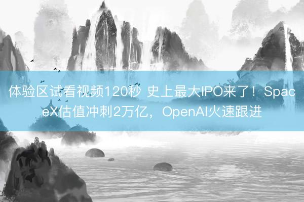 体验区试看视频120秒 史上最大IPO来了！SpaceX估值冲刺2万亿，OpenAI火速跟进