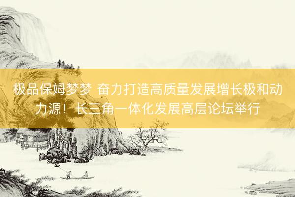 极品保姆梦梦 奋力打造高质量发展增长极和动力源！长三角一体化发展高层论坛举行
