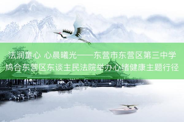 法润童心 心晨曦光——东营市东营区第三中学鸠合东营区东谈主民法院举办心绪健康主题行径