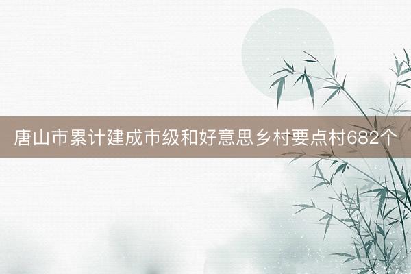 唐山市累计建成市级和好意思乡村要点村682个