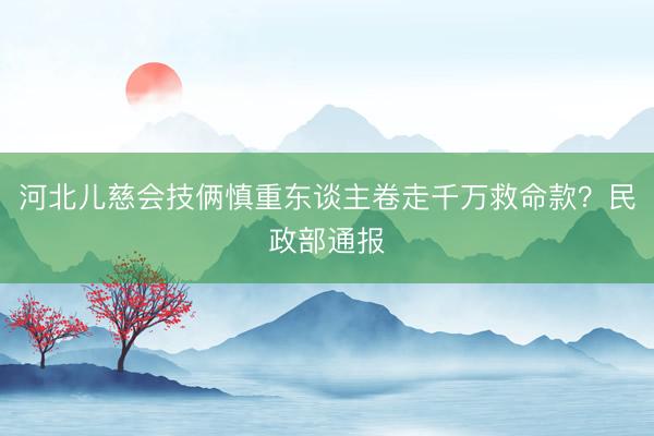 河北儿慈会技俩慎重东谈主卷走千万救命款？民政部通报