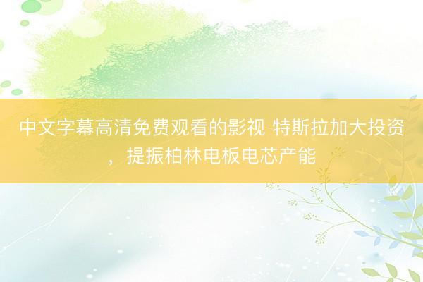 中文字幕高清免费观看的影视 特斯拉加大投资，提振柏林电板电芯产能