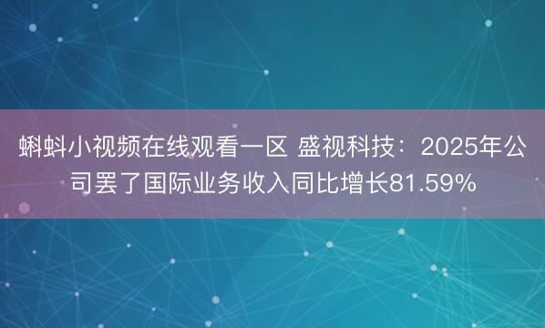 蝌蚪小视频在线观看一区 盛视科技：2025年公司罢了国际业务收入同比增长81.59%