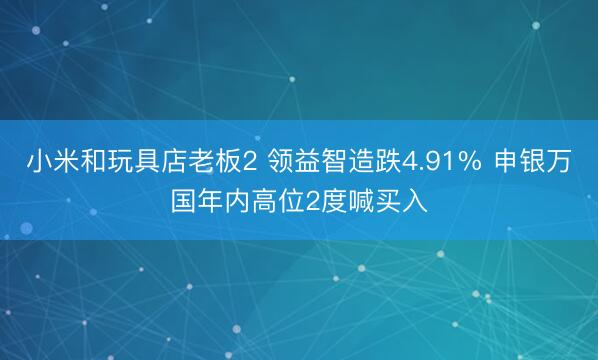 小米和玩具店老板2 领益智造跌4.91% 申银万国年内高位2度喊买入