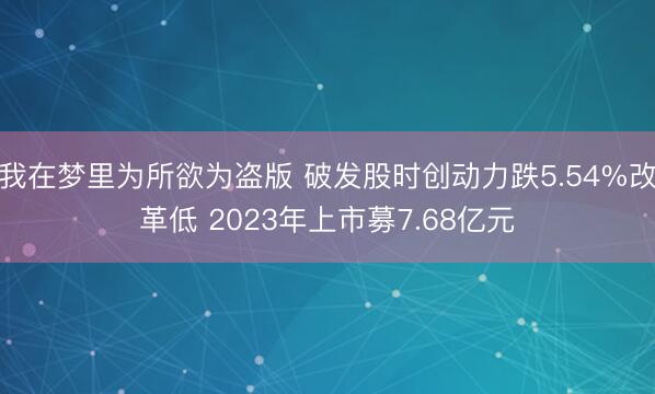 我在梦里为所欲为盗版 破发股时创动力跌5.54%改革低 2023年上市募7.68亿元