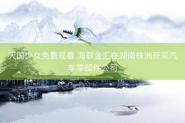 天国少女免费观看 海联金汇在湖南株洲开采汽车零部件公司