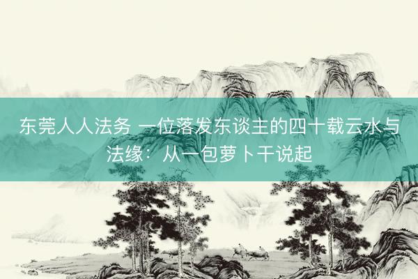东莞人人法务 一位落发东谈主的四十载云水与法缘：从一包萝卜干说起