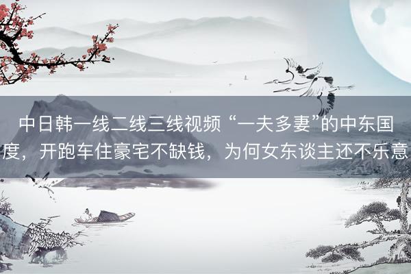 中日韩一线二线三线视频 “一夫多妻”的中东国度，开跑车住豪宅不缺钱，为何女东谈主还不乐意