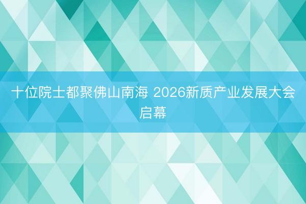 十位院士都聚佛山南海 2026新质产业发展大会启幕