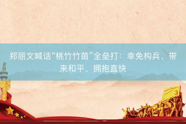 郑丽文喊话“桃竹竹苗”全垒打：幸免构兵、带来和平、拥抱直快