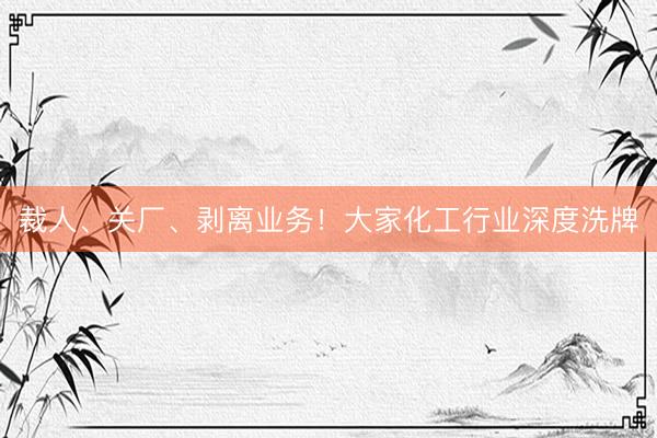 裁人、关厂、剥离业务！大家化工行业深度洗牌